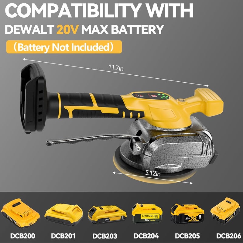 Samvinor Tile Vibration Tool for Dewalt 20V Battery, Cordless Tile Leveling Machine, Tiler Tools with Bubble Level Gauge, Large Suction Cup, 5 Speed, Tile Vibrator for Floor Wall(No Battery) - Image 2